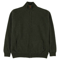 Lambswool windstopper zipped cardigan - Seaweed - Black lining