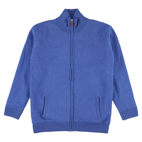 Lambswool windstopper zipped cardigan - Tahiti - Black lining