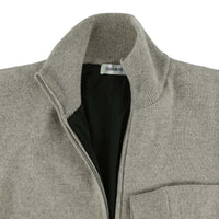 Lambswool windstopper zipped cardigan - Tawny - Black lining