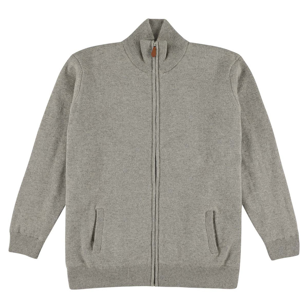Lambswool windstopper zipped cardigan - Tawny - Black lining
