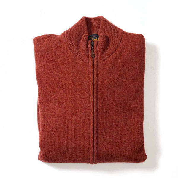 Lana d'agnello antivento cardigan con zip - Tiger - fodera nera