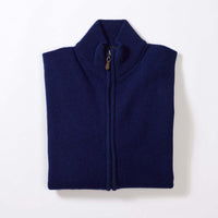 Lammwolle Strickjacke mit Reißverschluss - Dark Cobalt