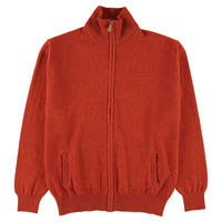 Lambswool zipped cardigan - Ember