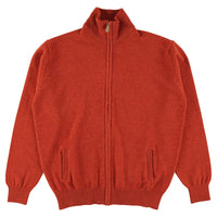 Lambswool zipped cardigan - Ember