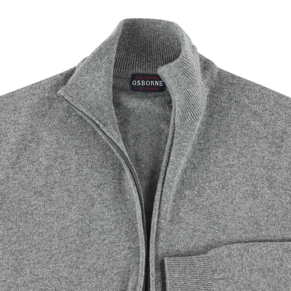 Lammwolle Strickjacke mit Reißverschluss - Grey Mix