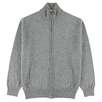 Lammwolle Strickjacke mit Reißverschluss - Grey Mix