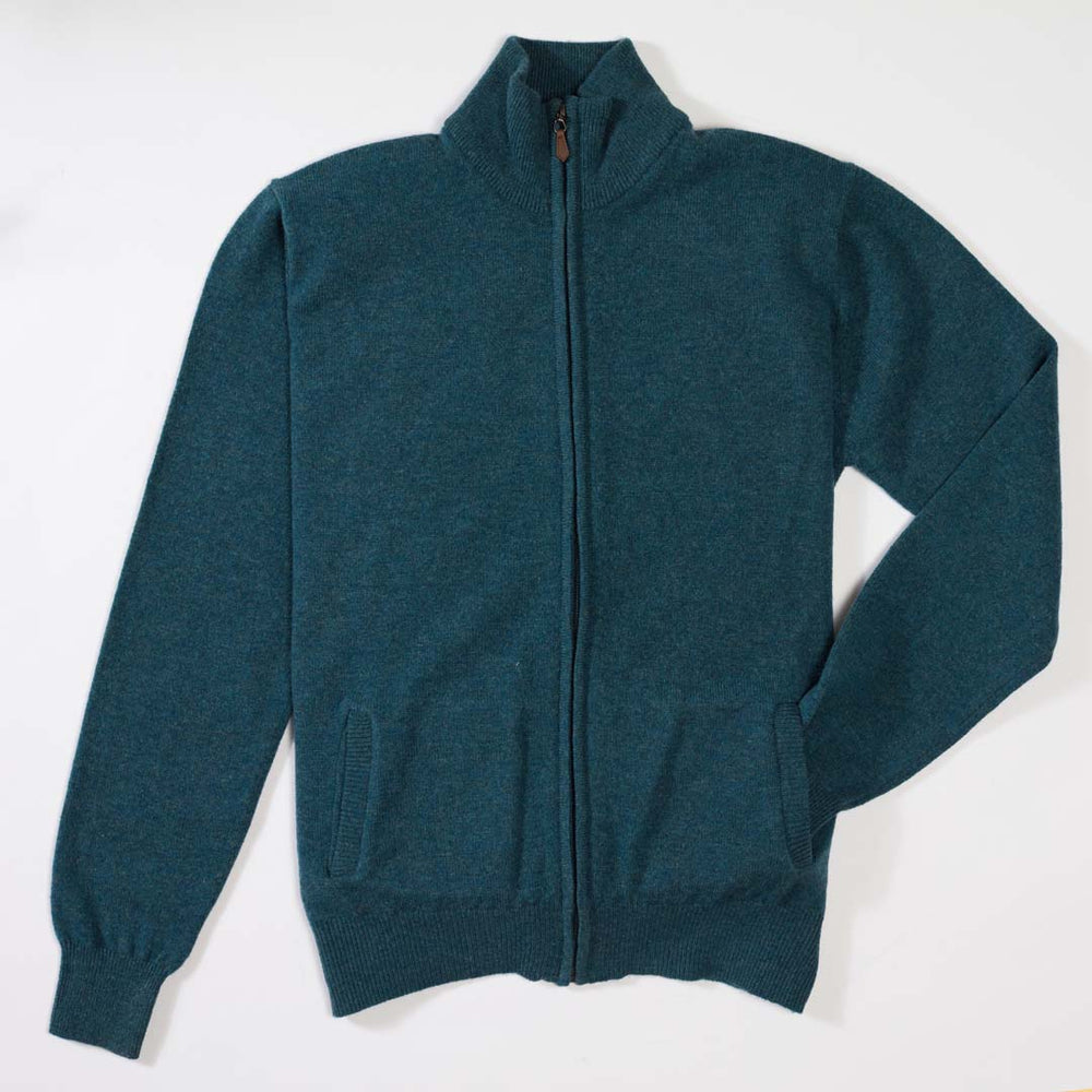 Lammwolle Strickjacke mit Reißverschluss - Hunter