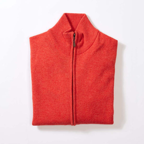 Lammwolle Strickjacke mit Reißverschluss - Inferno