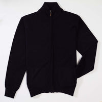 Lammwolle Strickjacke mit Reißverschluss - Navy