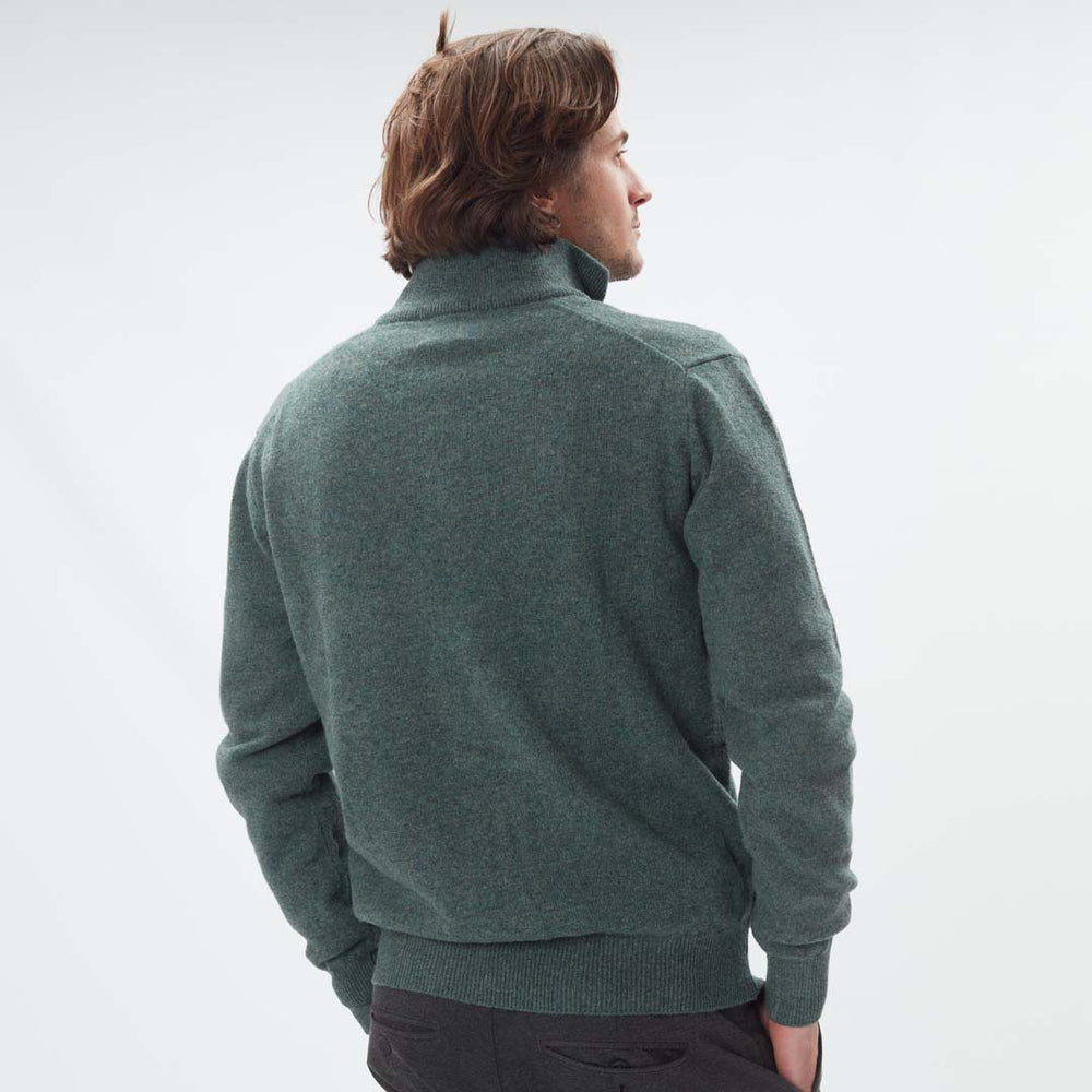 Lammwolle Strickjacke mit Reißverschluss - Peacock