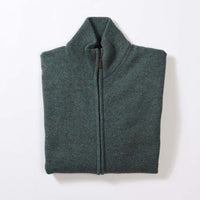 Lammwolle Strickjacke mit Reißverschluss - Peacock