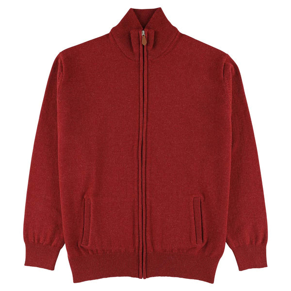 Lambswool zipped cardigan - Poppy Melange