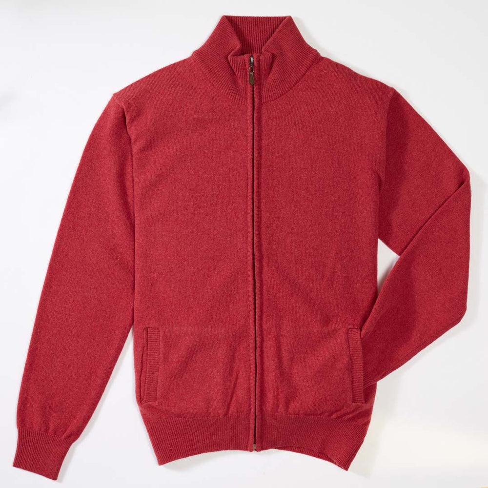 Lammwolle Strickjacke mit Reißverschluss - Rouge