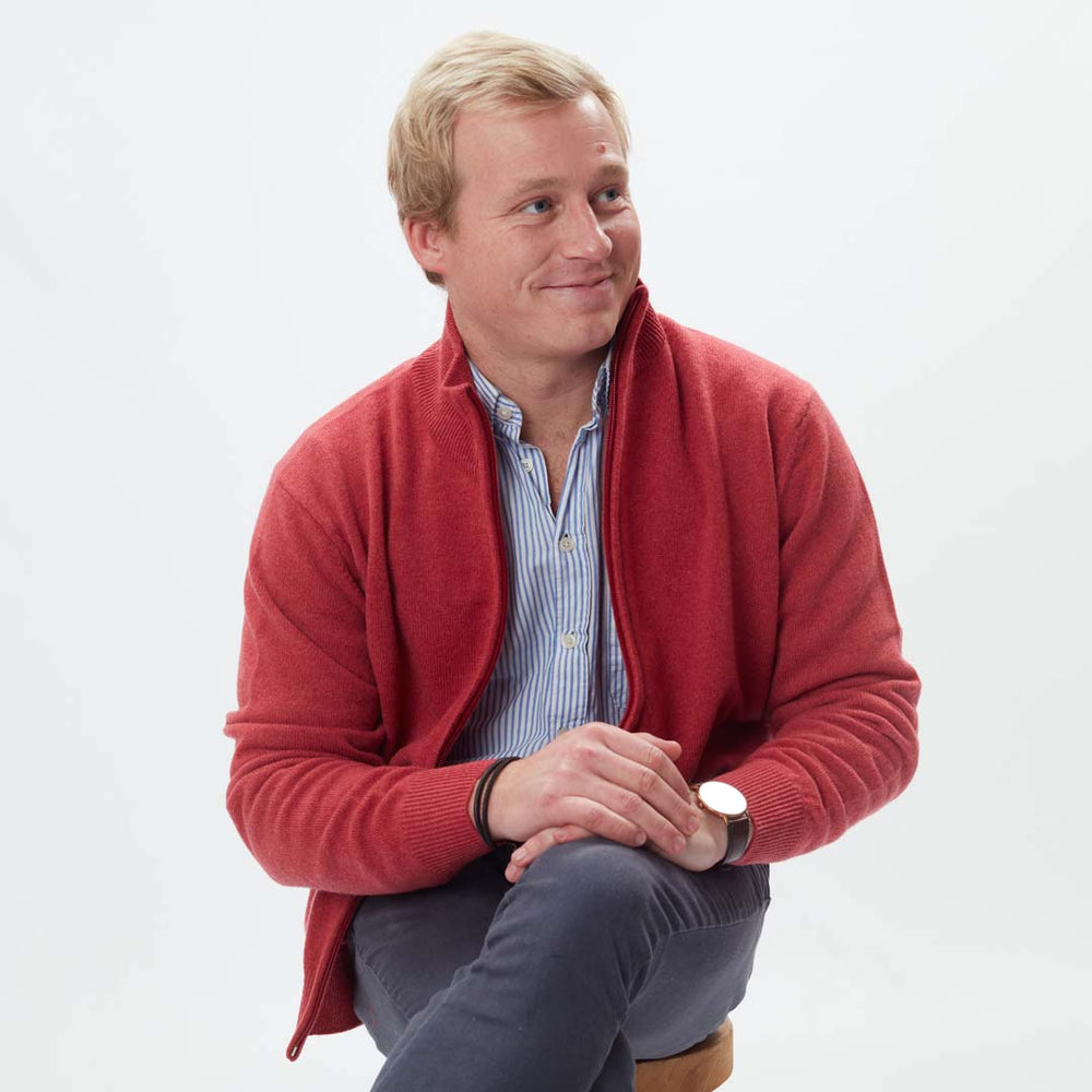 Lammwolle Strickjacke mit Reißverschluss - Rouge