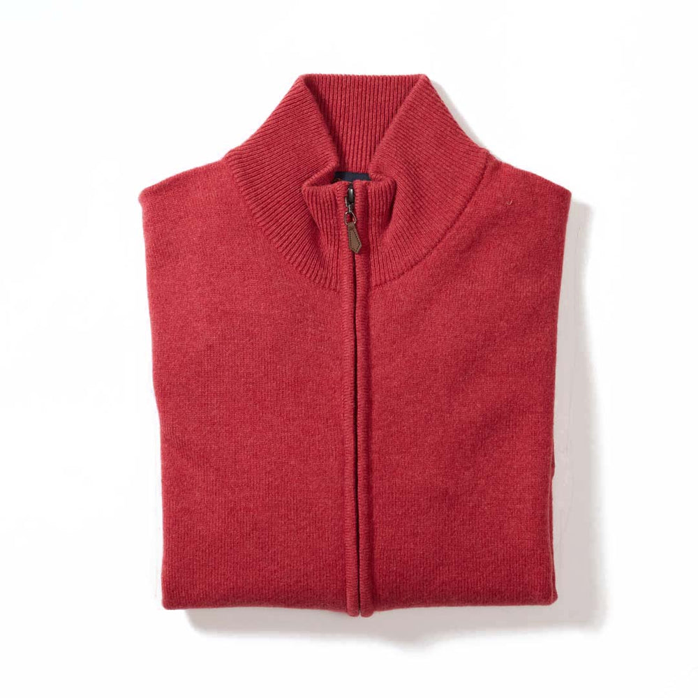 Lammwolle Strickjacke mit Reißverschluss - Rouge