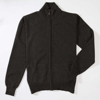 Lammwolle Strickjacke mit Reißverschluss - Seaweed