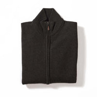 Lammwolle Strickjacke mit Reißverschluss - Seaweed