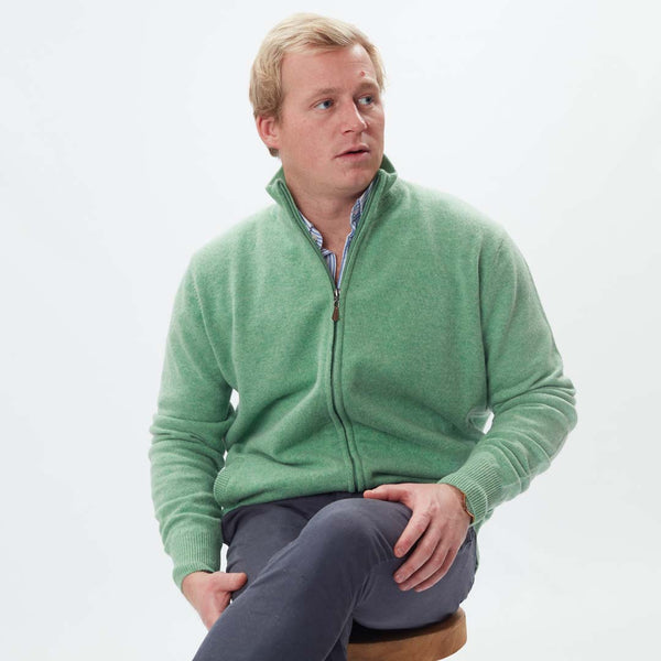 Lammwolle Strickjacke mit Reißverschluss - Springtime