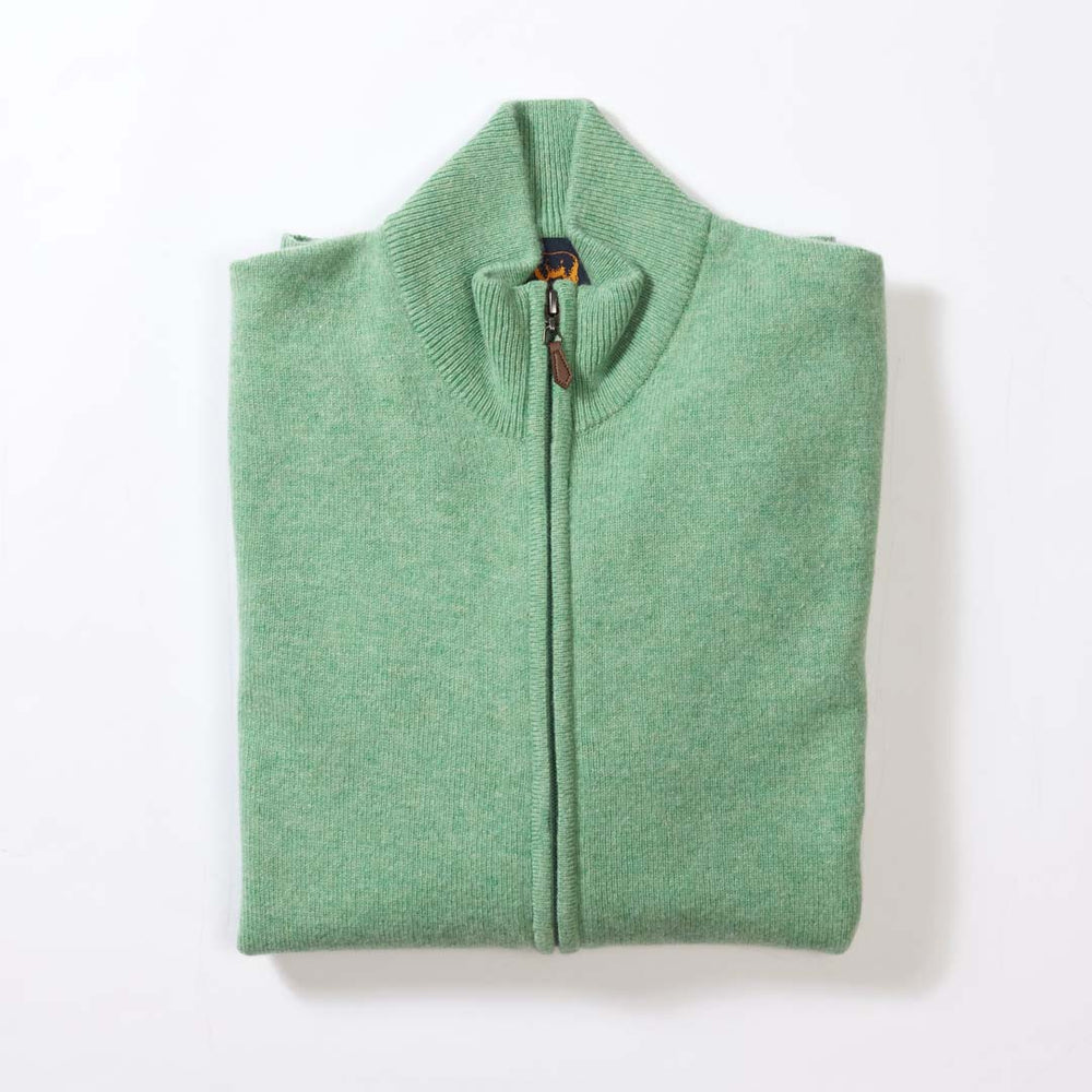 Lammwolle Strickjacke mit Reißverschluss - Springtime