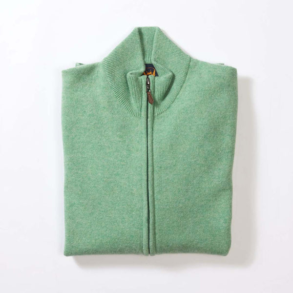 Lammwolle Strickjacke mit Reißverschluss - Springtime