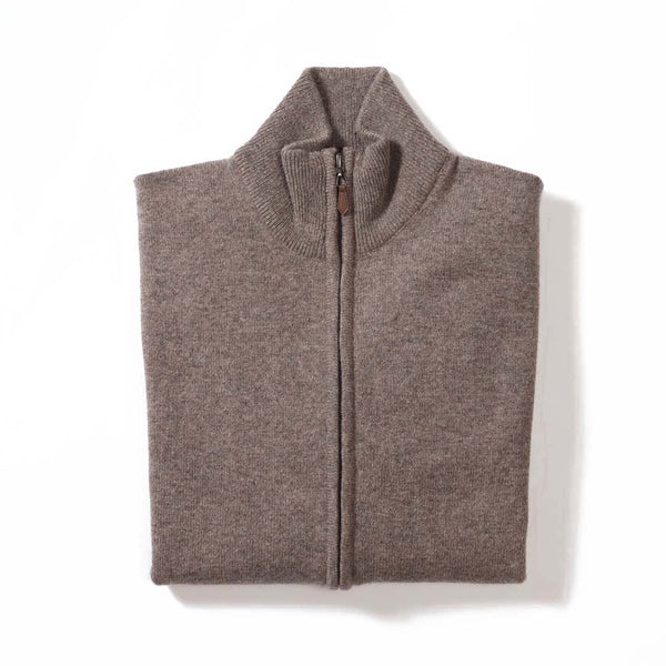 Lammwolle Strickjacke mit Reißverschluss - Sattelschultern - Vole