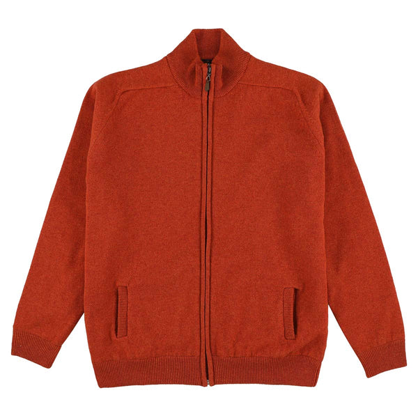 Lambswool windstopper zipped cardigan - Ember - Golf lining