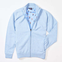 Lambswool windstopper zipped cardigan - Glacier - Golf lining