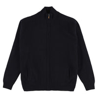 Lambswool windstopper zipped cardigan - Navy - Golf lining