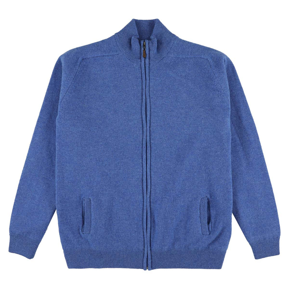 Lambswool windstopper zipped cardigan - River - Golf lining