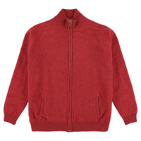 Lambswool windstopper zipped cardigan - Rouge - Black lining