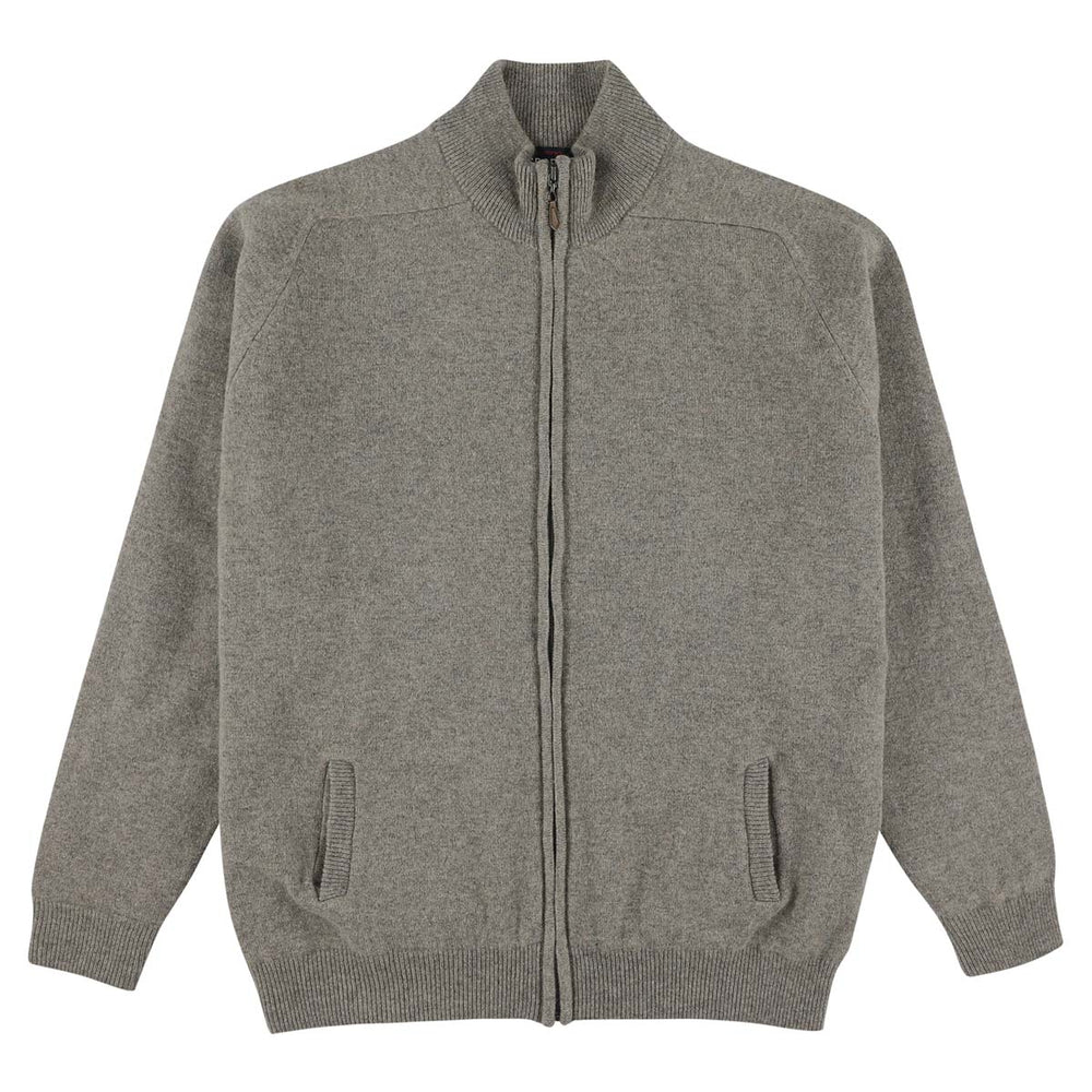 Lambswool windstopper zipped cardigan - Vole - Black lining