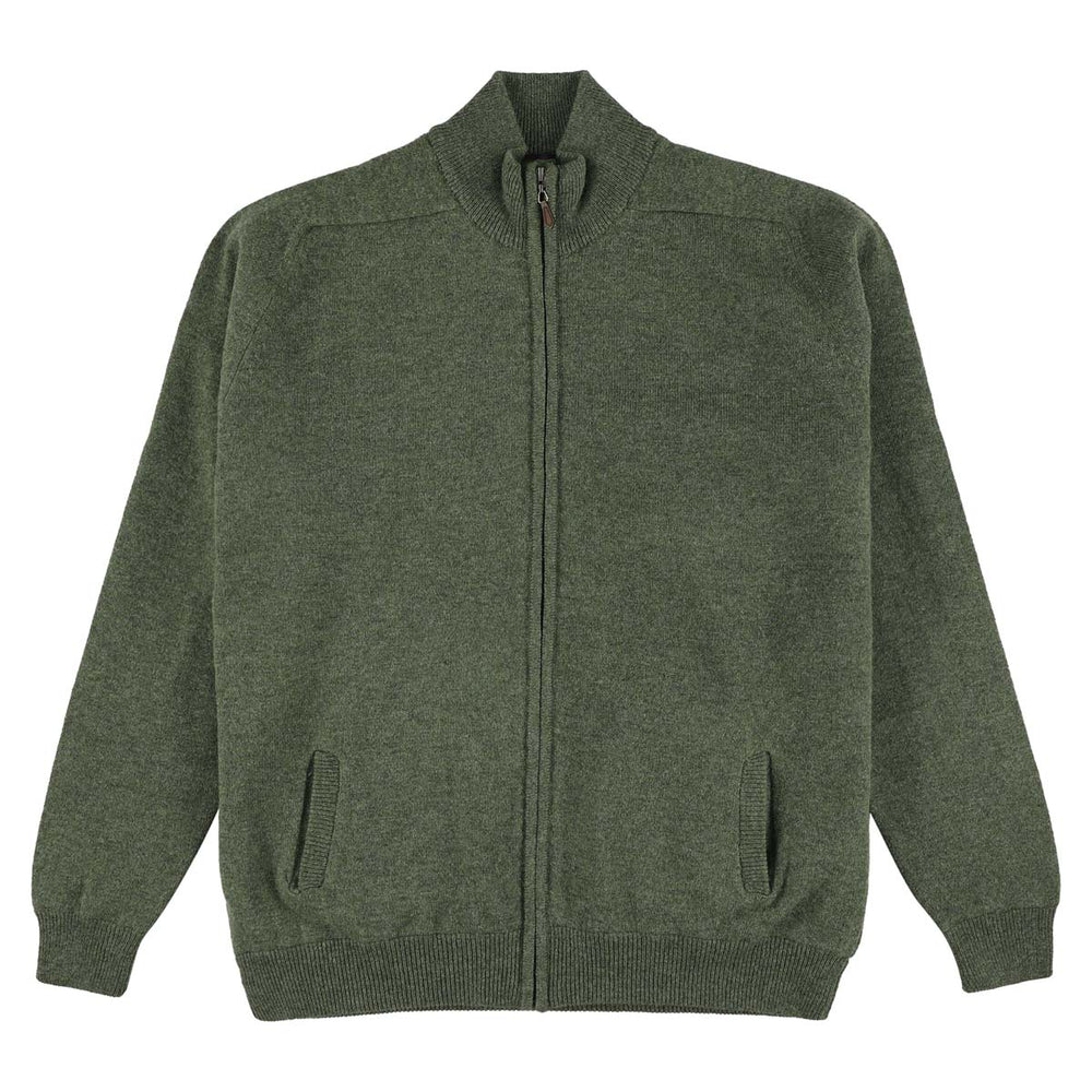Lambswool windstopper zipped cardigan - Landscape - Black lining