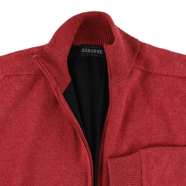 Lambswool windstopper zipped cardigan - Rouge - Black lining