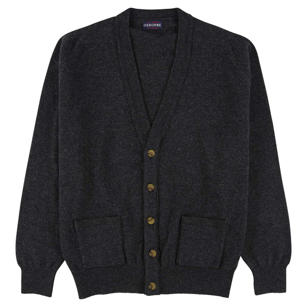 Lambswool butonned cardigan - Charcoal