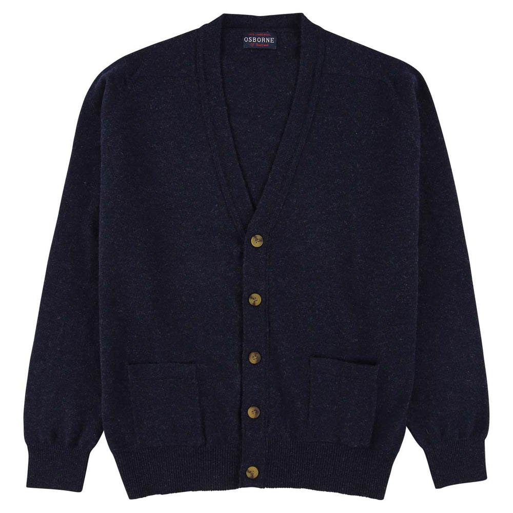 Lambswool butonned cardigan - Indigo Melange