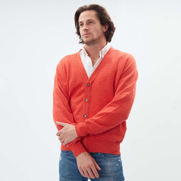 Lammwolle butonierte Strickjacke - Inferno