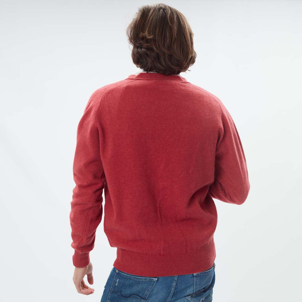 Lambswool butonned cardigan - Rouge 45