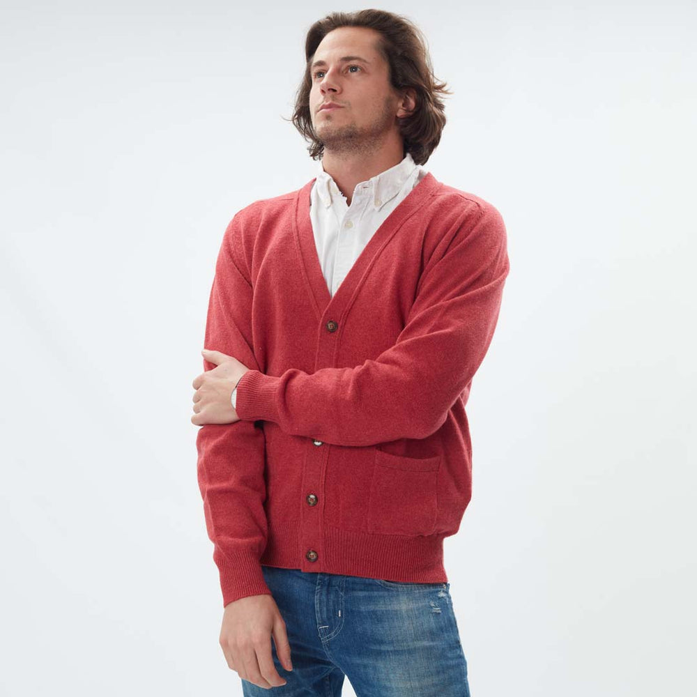 Lambswool butonned cardigan - Rouge 45