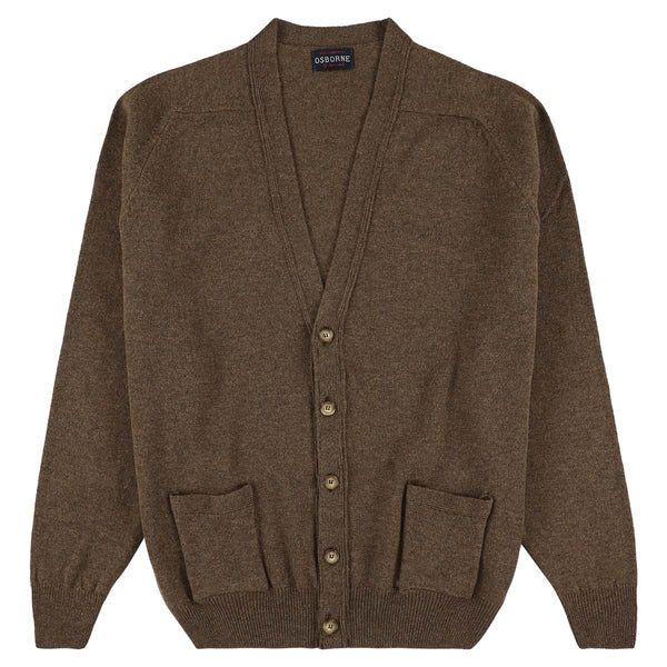 Lambswool butonned cardigan - Tobacco