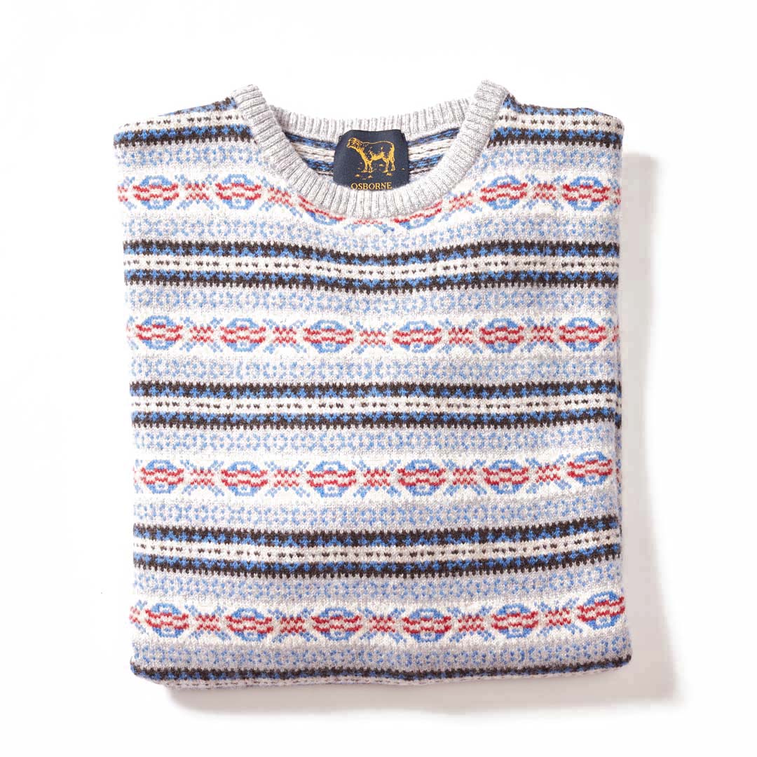 Lambswool Fair Isle crew neck - Col 1 – Osborne Knitwear
