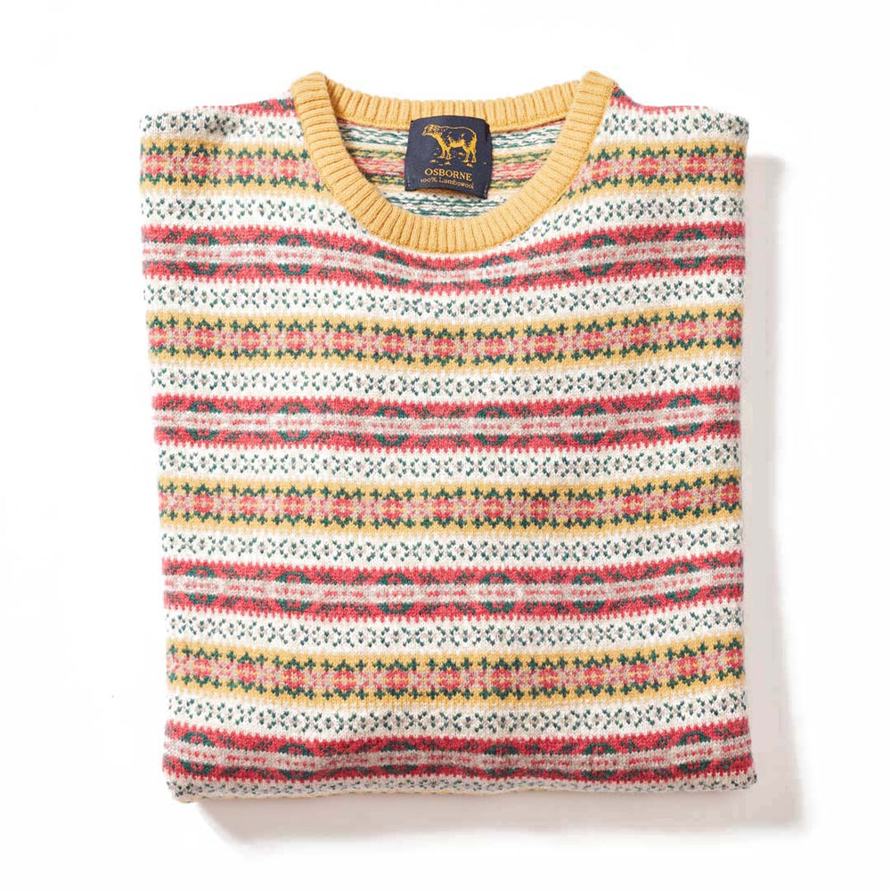 Lammwolle Fair Isle Rundhalsausschnitt - Col3