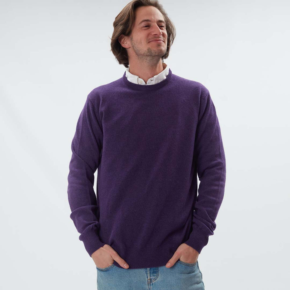 Lana d'agnello girocollo - Aubergine