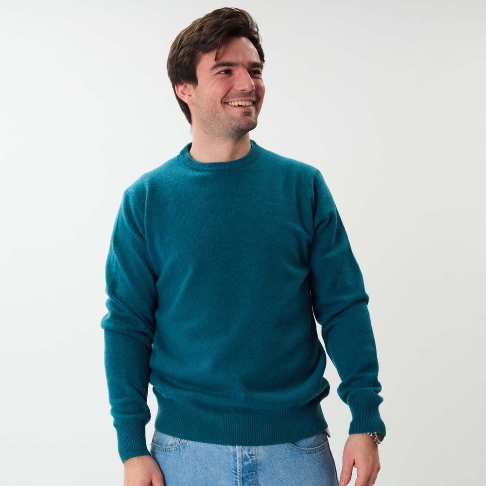 Lambswool crew neck - Grecian Sea