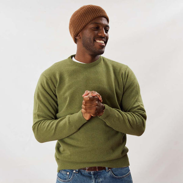 Lambswool crew neck - Green Bean