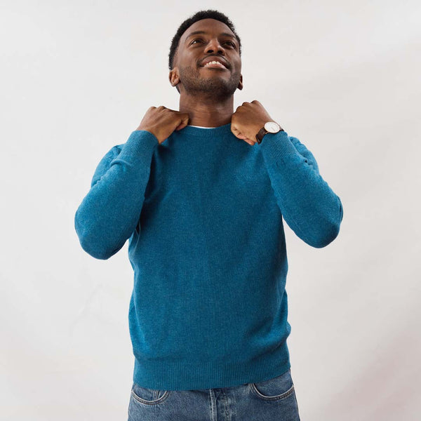 Lambswool crew neck - Teal Blue