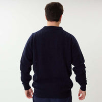 Lambswool polo sweater - Indigo Melange