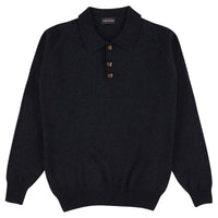 Lambswool polo sweater - Indigo Melange