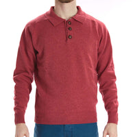 Lambswool polo sweater - Rouge
