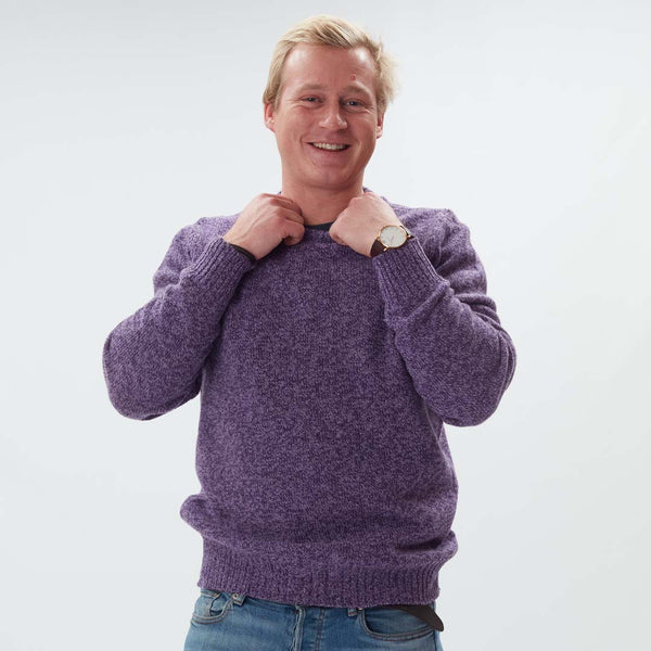 Lambswool molted crew neck - Aubergine dahlia
