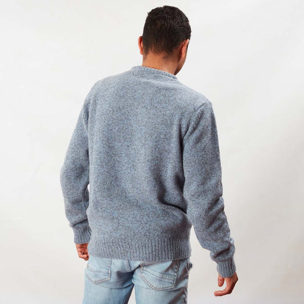 Lambswool molted crew neck - Glacier/Grey Mix